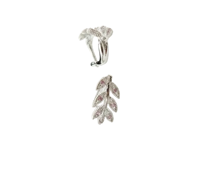 Sterling Silver Leaf Studs with crystals