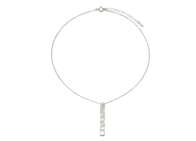 Sterling Silver Crystal Bar Necklace
