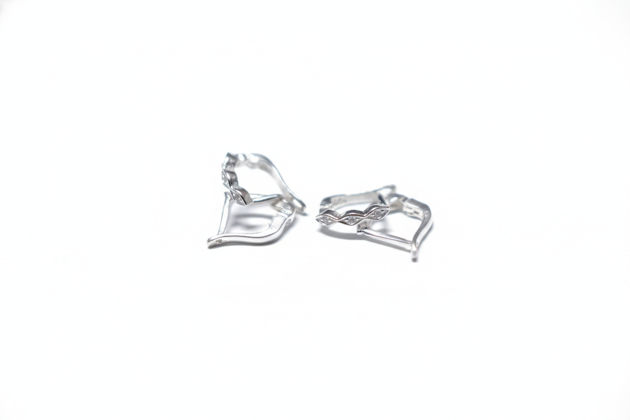 Sterling Silver Crystal Hoops Earrings