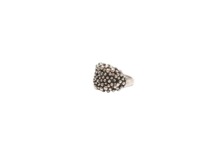 Sterling Silver Granule Beaded Statement Ring