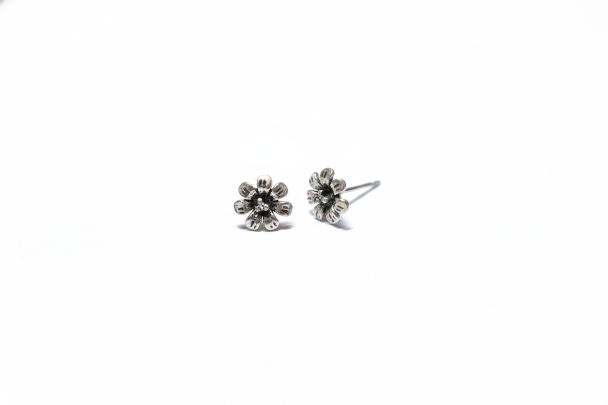 Sterling Silver Floral Studs Earrings