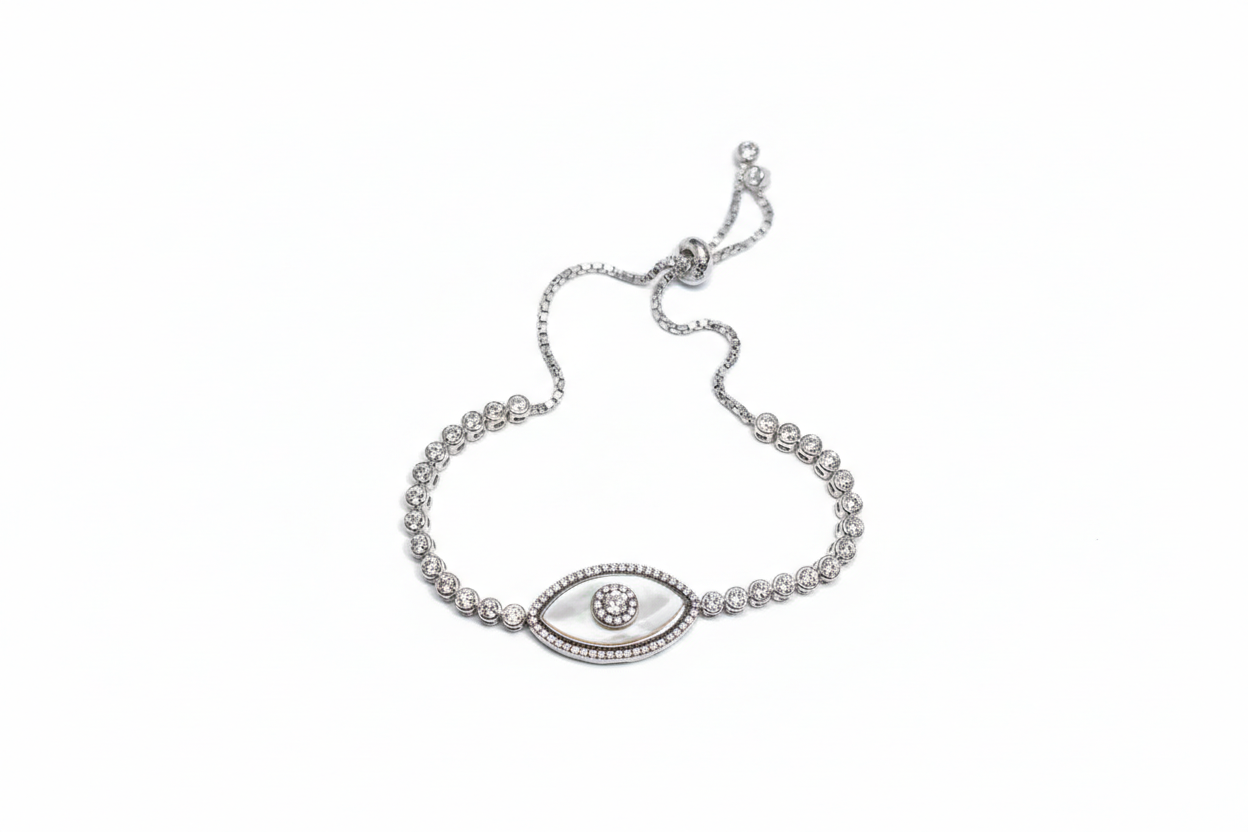 Sterling Silver Pearl Eye Bracelet