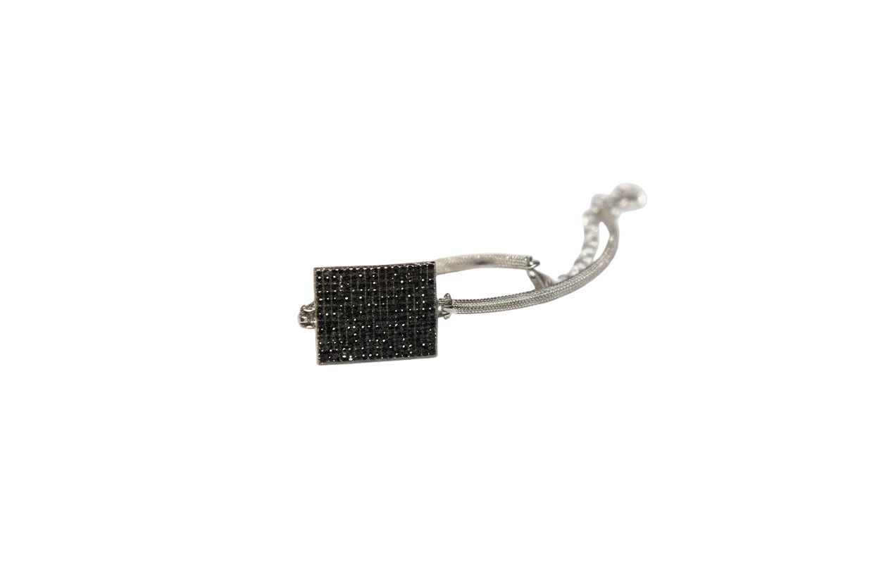 Sterling Silver Midnight Pavé Square Bracelet