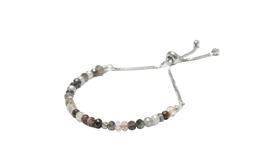 Sterling Silver Mixed Mineral Stones Slider Bracelet