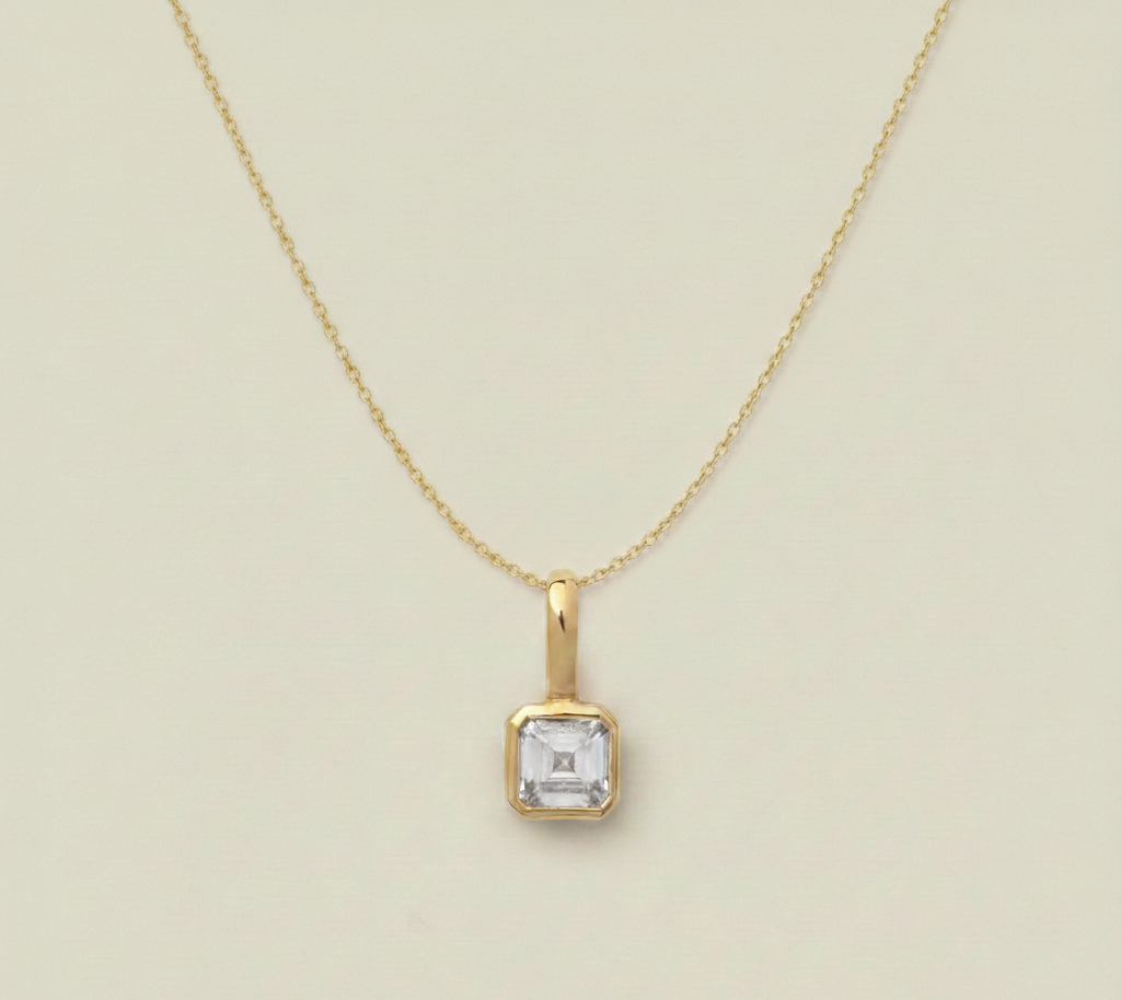 April Birth Stone Pendant with White Topaz