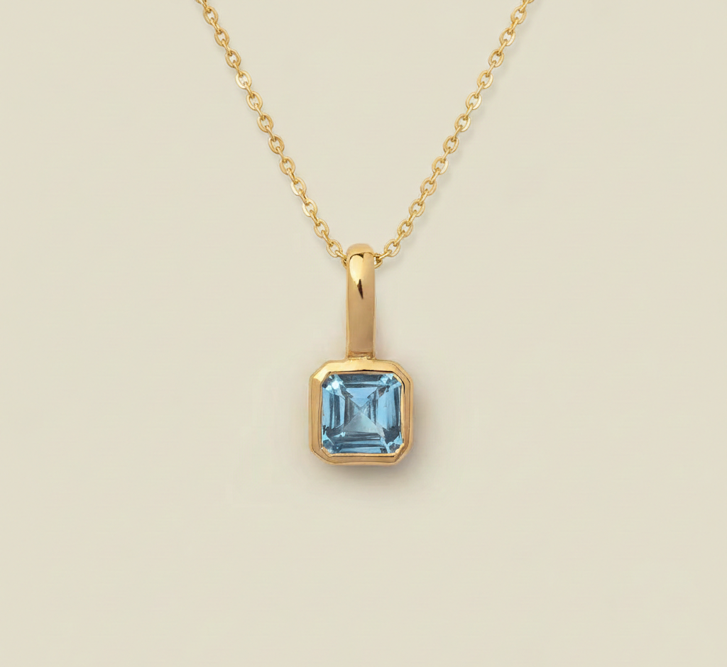 December Birth Stone Pendant with Blue Topaz