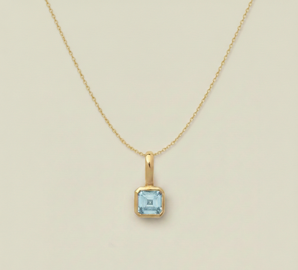 March Birth Stone Pendant with Aquamarine
