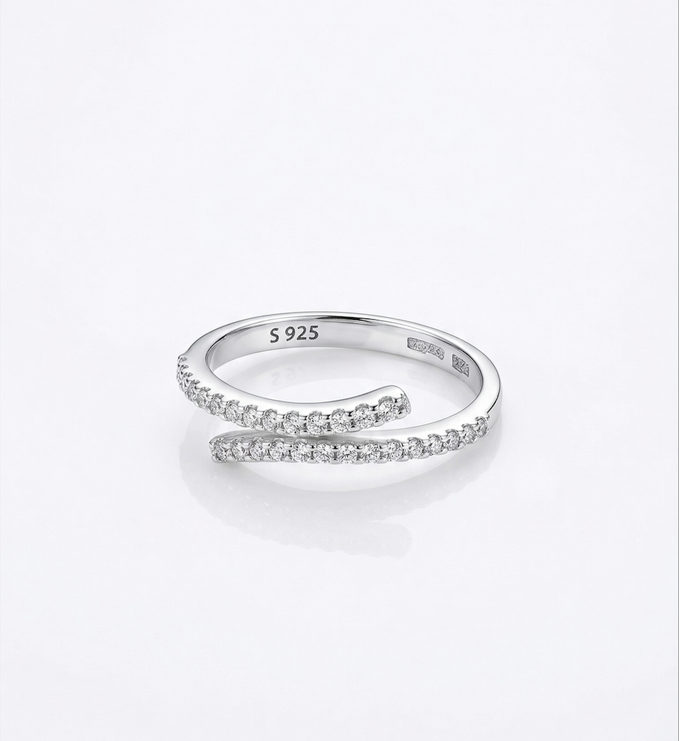 Sterling Silver Crystal-Lined ring